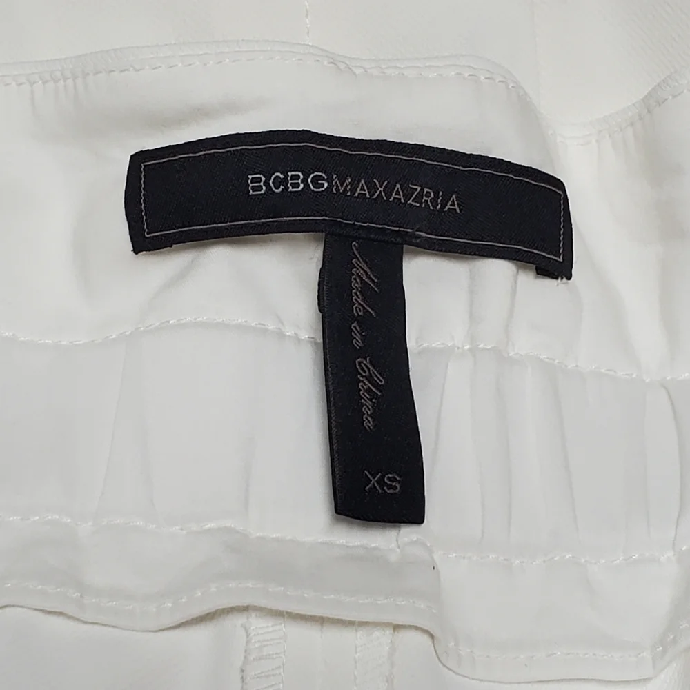 BCBG MazAzria White Wide Leg Dress Pants with White Fabric Belt Size Ext… - Picture 10 of 10